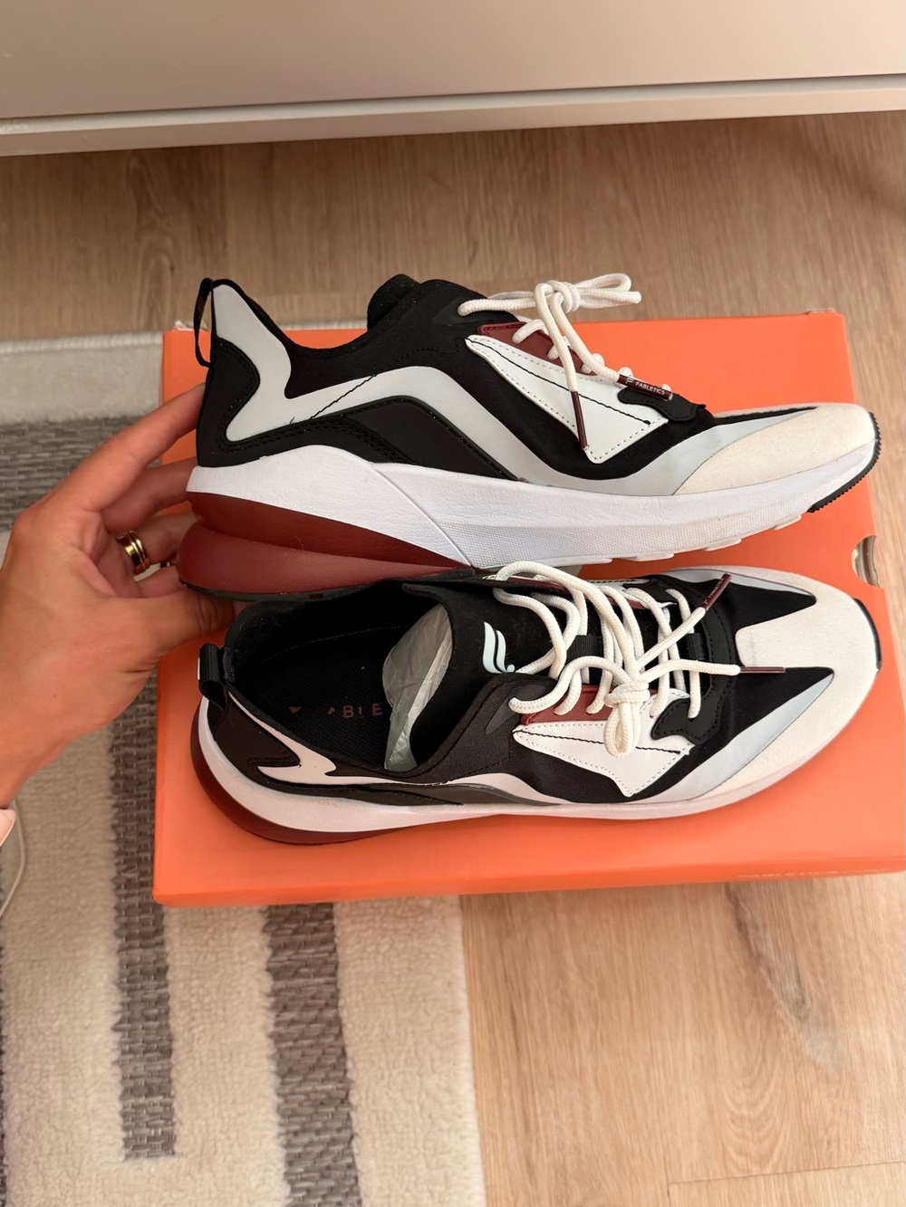 Fabletics Black White and Burgundy Chunky Sneaker